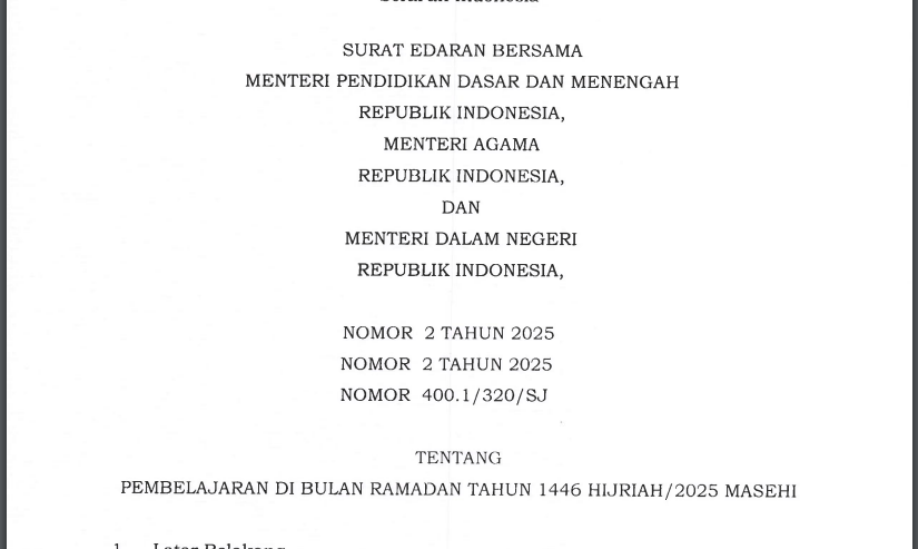 Link Download surat edaran libur ramadhan 2025 pdf