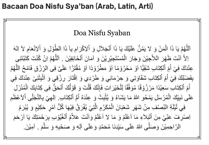 Doa Panjang Malam Nisfu Sya'ban 2025