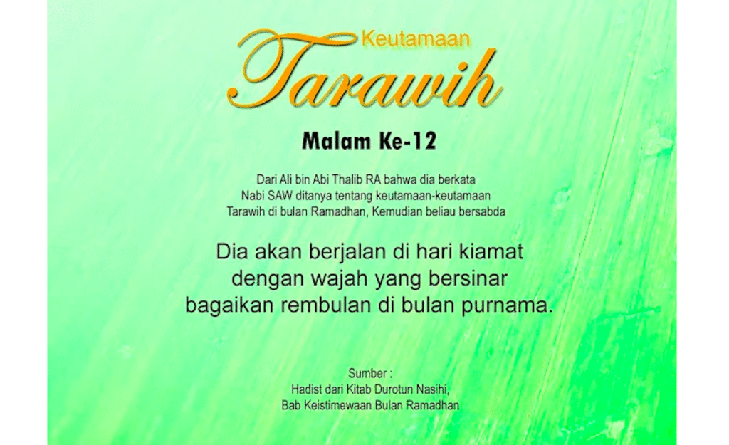 Fadhilah Sholat Tarawih Malam ke 12