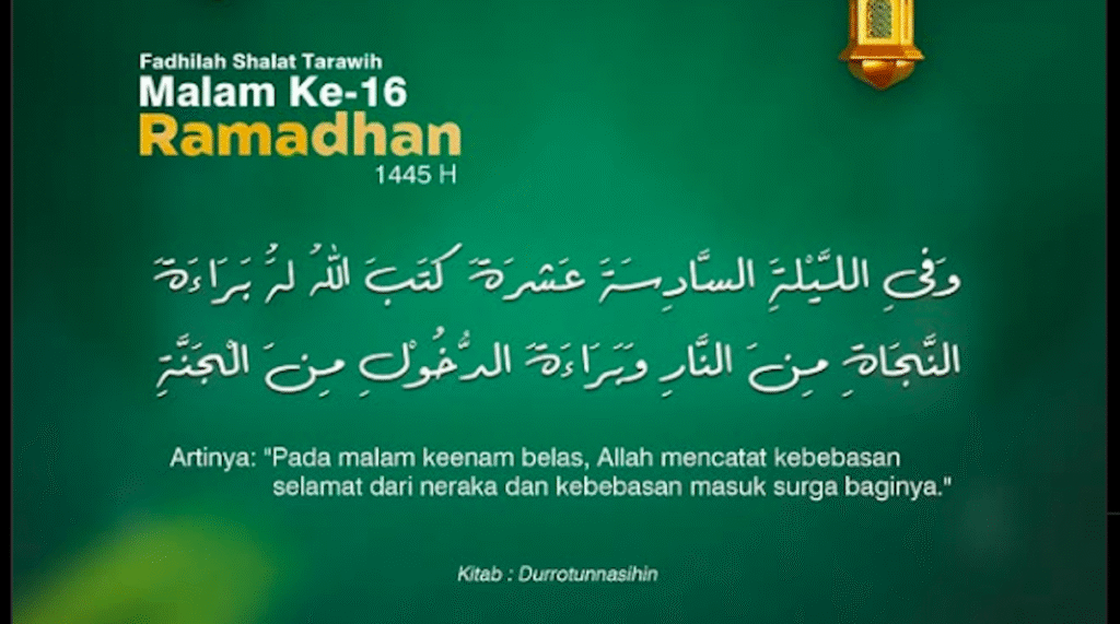 Fadhilah Sholat Tarawih Malam ke 16 Ramadhan