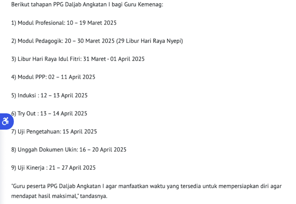 jadwal ppg daljab angkatan 1 kemenag 2025