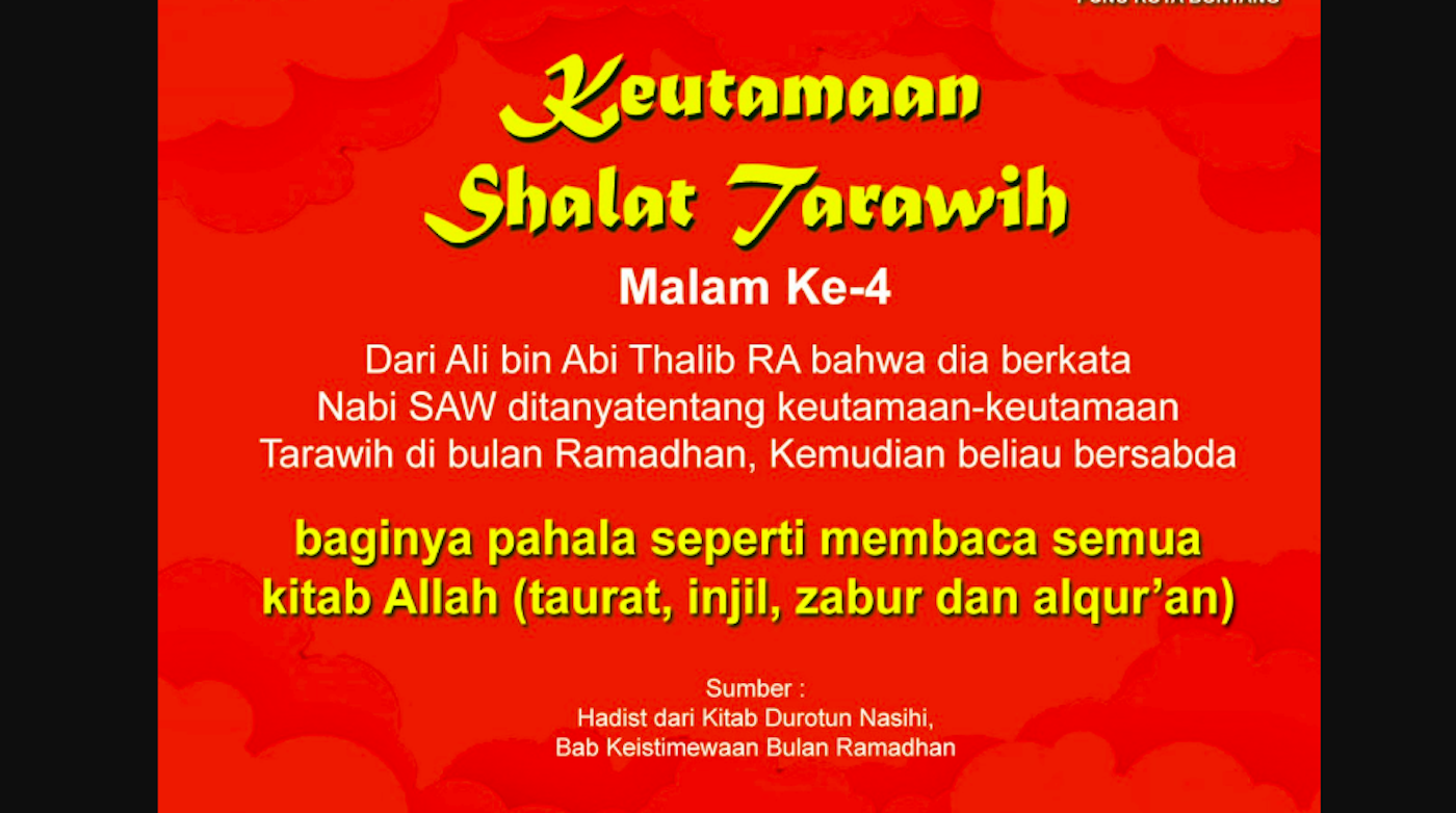 Fadhilah Sholat Tarawih Malam Ke 4 Ramadhan 2025