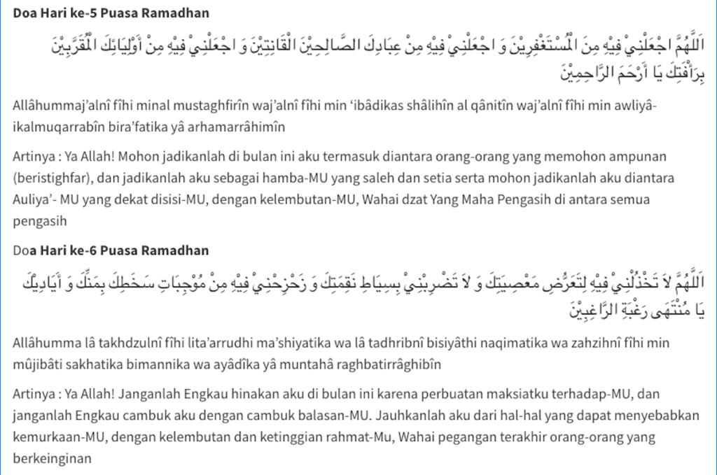 Doa Puasa Hari ke 5 dan ke 6