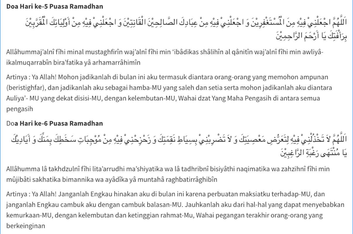 Doa Puasa Hari ke 5 dan ke 6