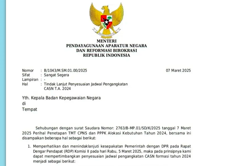 surat edaran menpan- rb terbaru tentang pppk