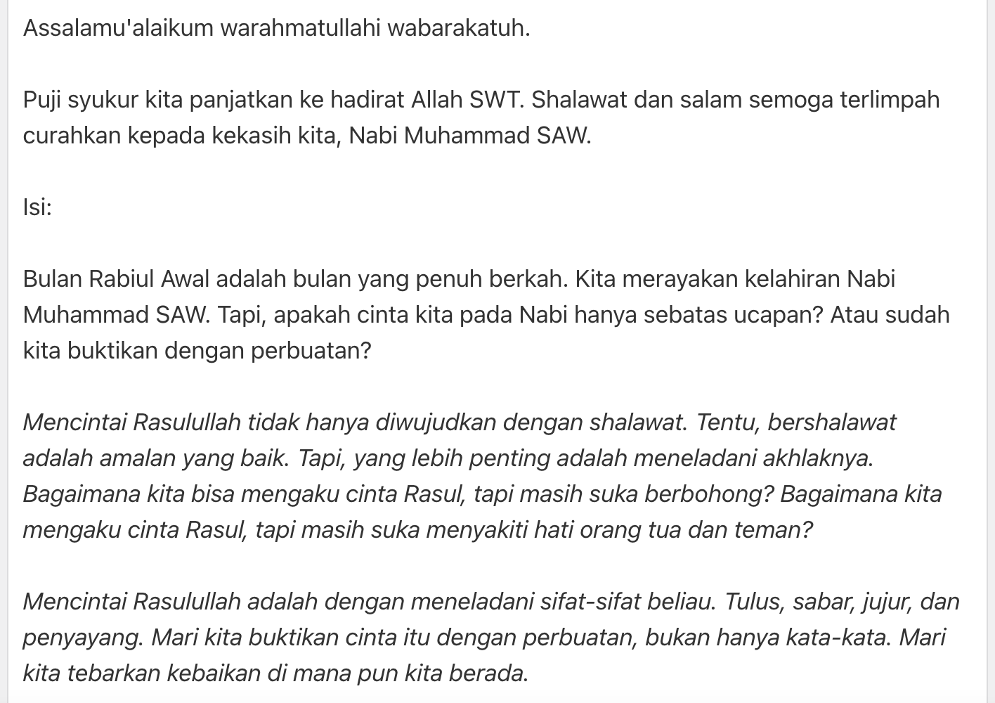 Pidato Maulid Nabi 2025 Singkat untuk Lomba PDF