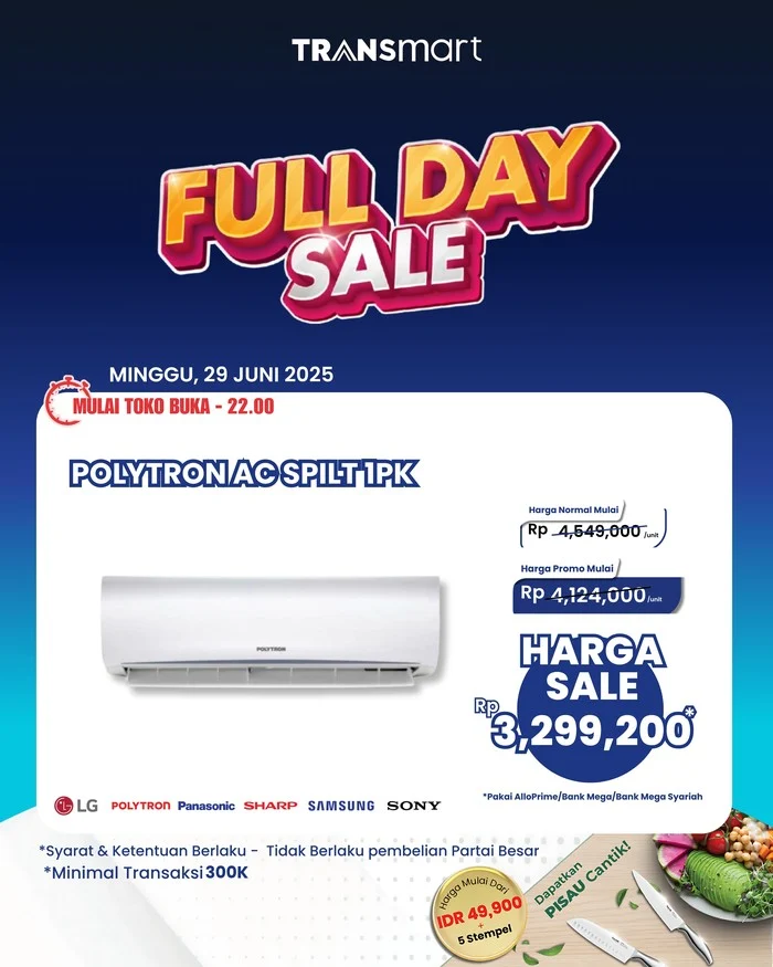 Promo AC Split Polytron Menggoda di Transmart Full Day Sale April 2026