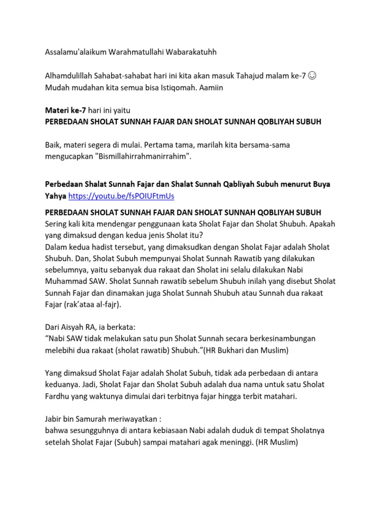 Salat Fajar: Menyingkap Perbedaan Antara Qobliyah Subuh dan Salat Subuh